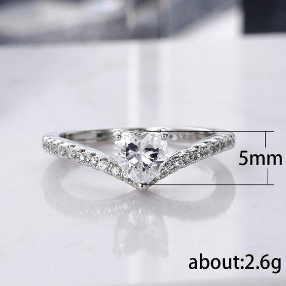🔥Sweet Pure CZ Cubic Twisted Lovely Diamonds Heart Rings for Women, MARR… - Picture 2 of 3